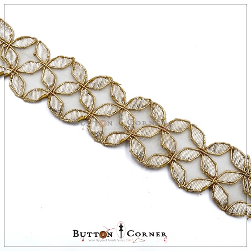 [AL1008-SILVER] Fancy Metallic Yarn Gota Lace