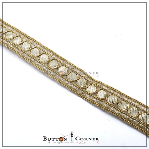 [AL1014-SILVER GOLD] Fancy Metallic Yarn Gota Lace