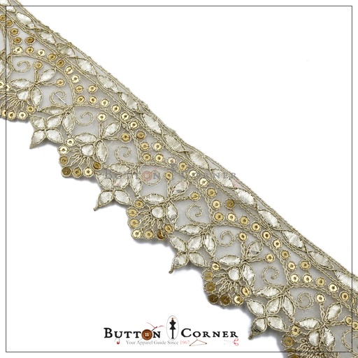 [AL1018-GOLD] Fancy Metallic Yarn Gota Lace