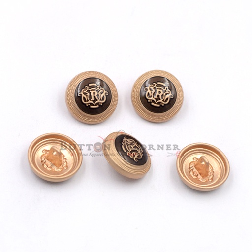 [MBSY62824 GOLD BRN] (R) Logo Design Metal Shirt Button