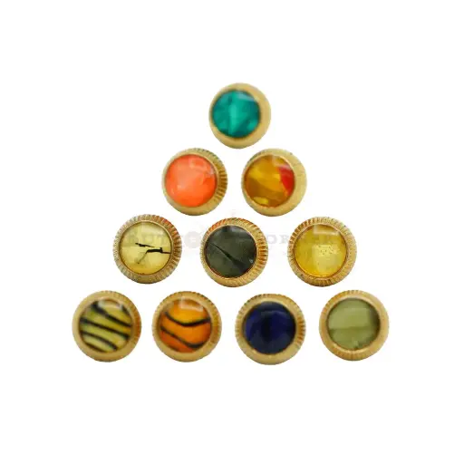 Cat's Eye Marble Finish Fluted Rim Metal Shank Button
