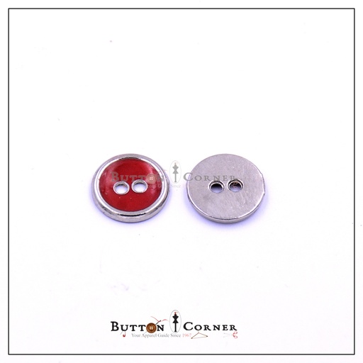 [MBT166-SILVER RED] 2 Hole Shirt Button With Red Epoxy