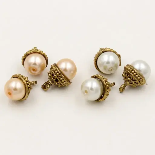 Fancy Hanging Kundan Button in Pearl