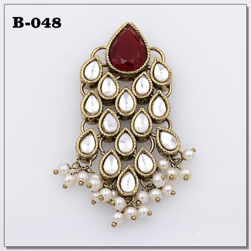 [B-048-RED] Fancy Kundan Button
