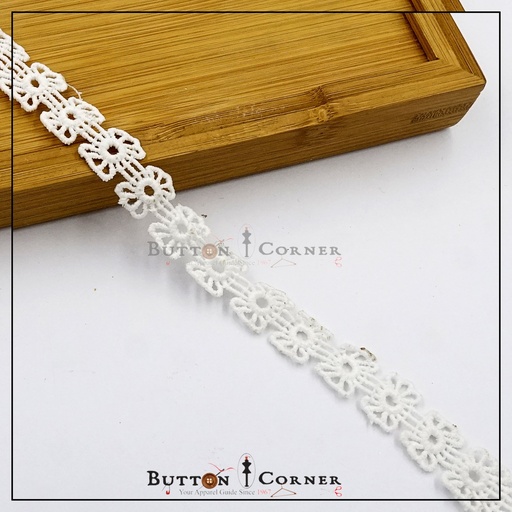 [D9046-WHITE] Double Side Border Shuttle Lace