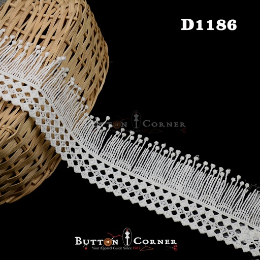 [D1186 WHITE] One Side Border Shuttle Hanging Lace