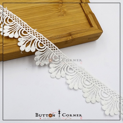 [D9073-WHITE] One Side Border Shuttle Lace