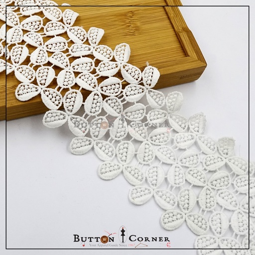 [D9061 WHITE] One Side Border Shuttle Lace