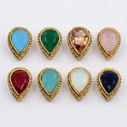 Fancy Drop Shape Kundan Button