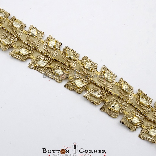 [MYB606-GOLD] Fancy Gota Stone Lace