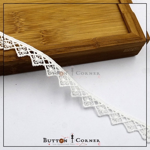 [MYB767-WHITE] One Side Border Shuttle Lace