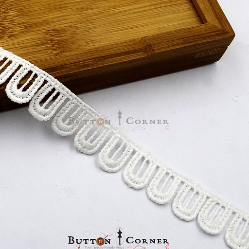 [MYB768-WHITE] One Side Border Shuttle Lace