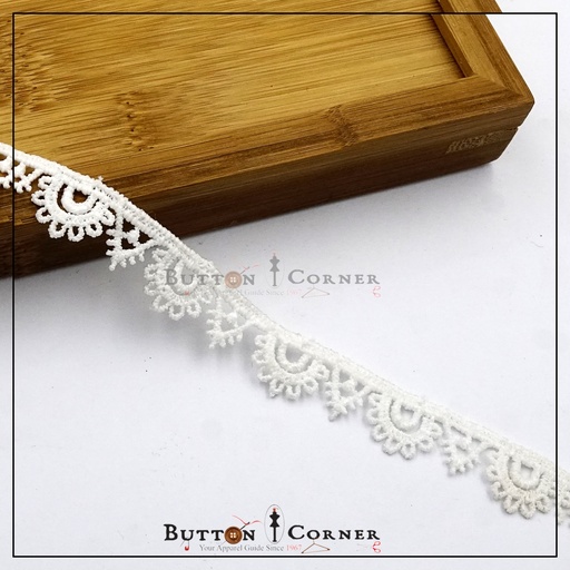 [MYB770-WHITE] One Side Border Shuttle Lace