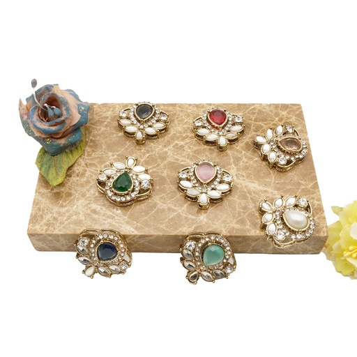 Gold Base Fancy Kundan Button