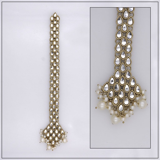 [MKB-108-GOLD CRYSTAL] Fancy Kundan Button Patti
