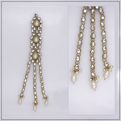 [MKB-110 GOLD CRYSTAL] Fancy Kundan Button Patti