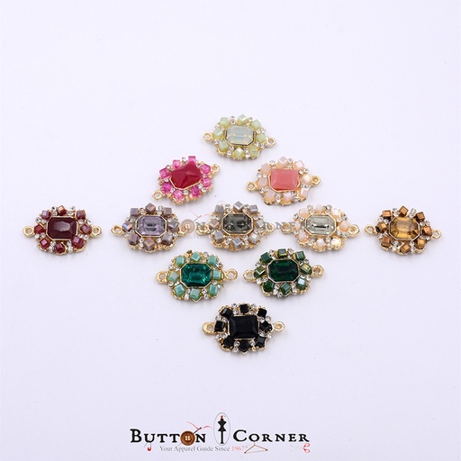 Double Hook Crystals Fancy Button