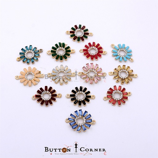 Gold Base Two-Side Hook Stone Metal Button