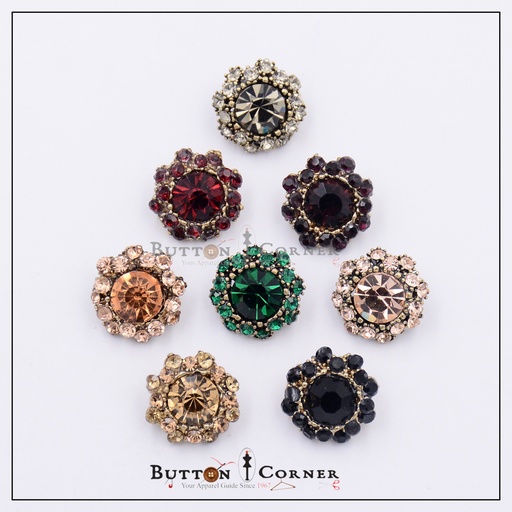 Fancy Flower Shape Crystal Button