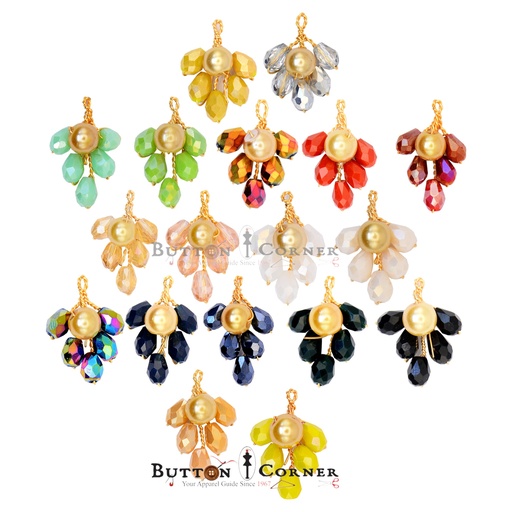 TearDrop Design Crystal-Centre Pearl Button
