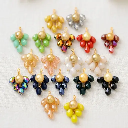TearDrop Design Crystal-Centre Pearl Button