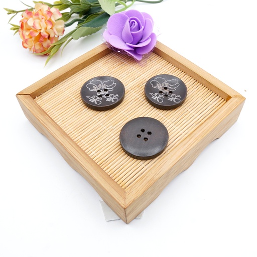 Hibiscus Design 4 Hole Wood Button