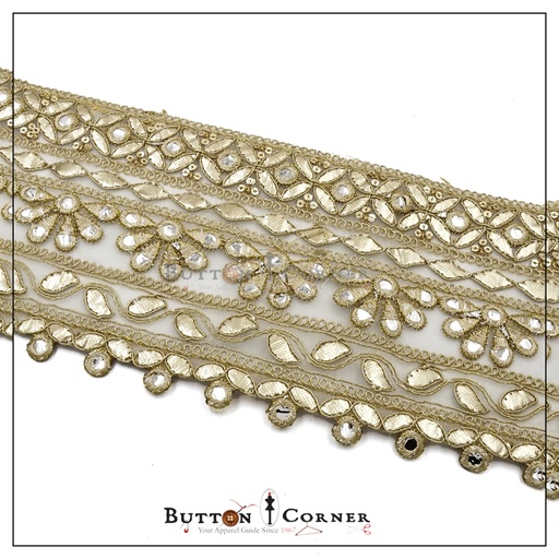 [GOTL632 GOLDEN] Fancy Metallic Yarn Gota Lace