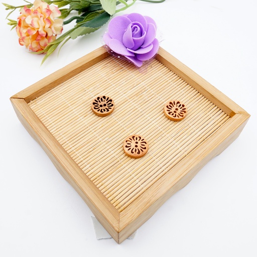 Flower Filigree Cutwork Design 2-Hole Wooden Button
