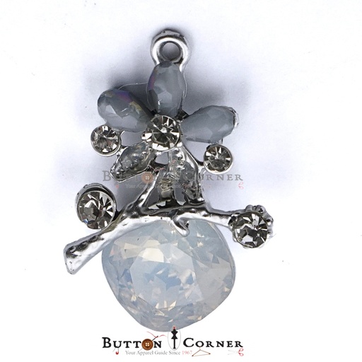 [FA635 SILVER BLUE] Fancy Metal Flower & Bead Button
