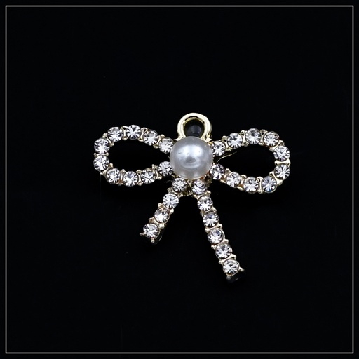 [FA637 GOLD WHITE] Fancy Bow & Pearl Button