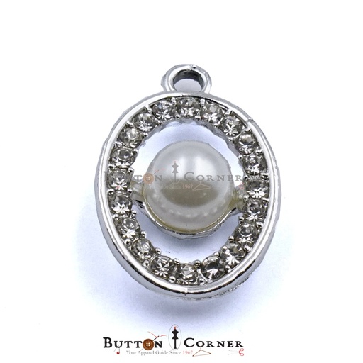 [FA640-SILVER WHITE] Fancy Round & Pearl Button