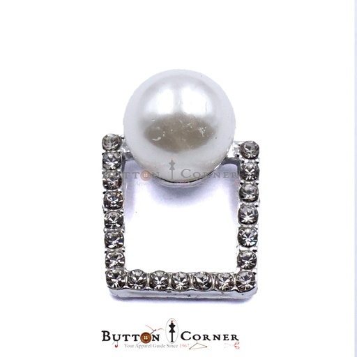 [FA641 SILVER WHITE] Fancy Square & Pearl Button