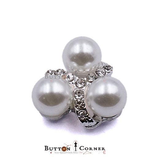 [FA642 SILVER WHITE] Fancy Hanging & Three Pearl Button