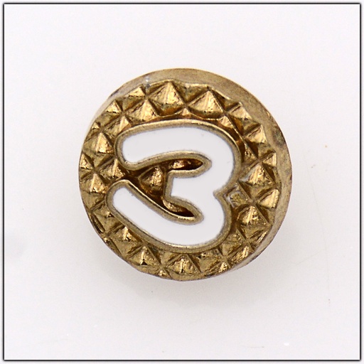 [MBT199 GOLD WHITE] (M) Alphabet Metal Shirt Button