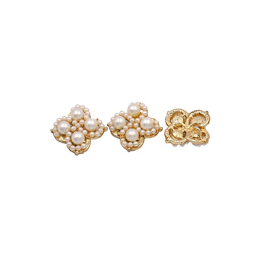 [FB357-WHITE GOLD] Fancy Metal Pearl Button