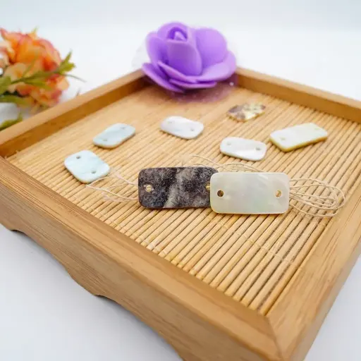 Agoya Japan Rectangle Shep 2 Wide Hole Shell Button