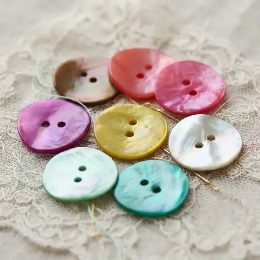 Agoya Japan in Coloured Round Shape 2 Hole Shell Button
