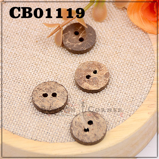 [CB1119-DARK BROWN] Flat 2 Hole Coconut Button