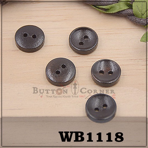 [WB01118 BROWN] Deep 2 Hole Plain Wooden Button