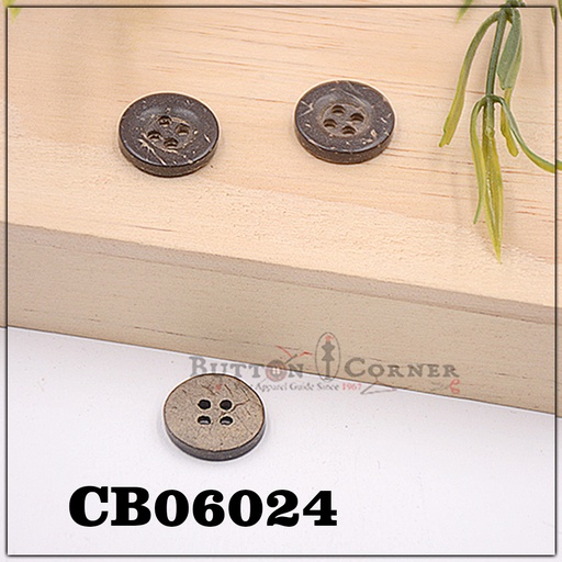 [CB06024 DARK BRN BLK] 4 Hole Coconut Suiting Button