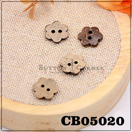 [CB05020 DARK BROWN] Flower Shape 2 Hole Coconut Button