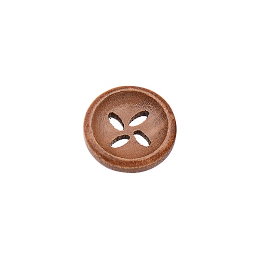 [WB09618 DARK BROWN] Deep Hole Leaf Design Wood Button