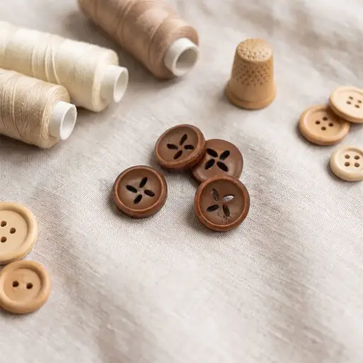 [WB09618 DARK BROWN] Floral Cross Geometric Pattern in the Centre Wooden Shirt Button