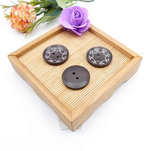 [WB05948 DARK BROWN] Navy Anchor Design Wood Button