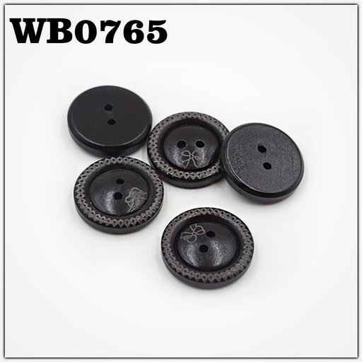 [WB07655C-BLACK] Border Design 2 Hole Wooden Button