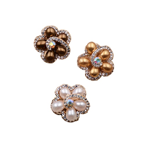 Fancy Button With Stone & Pearls