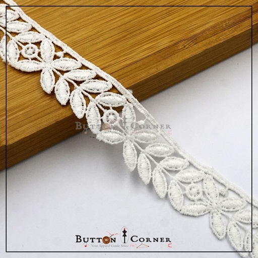 [D9117 WHITE] One Side Border Shuttle Lace