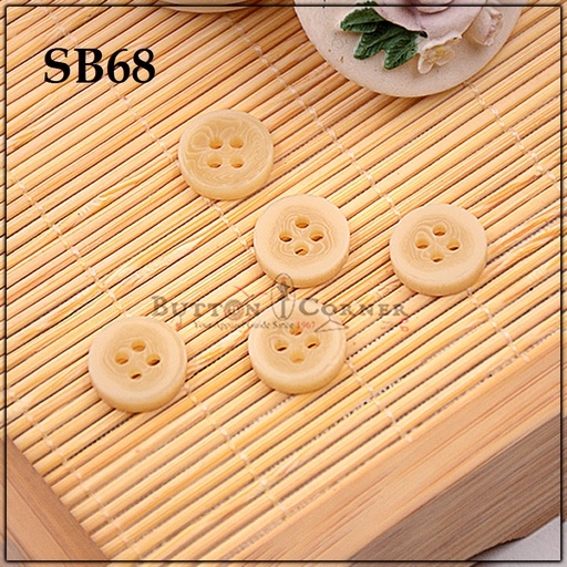 [SB68-BEIGE] Plain 4 Hole Plastic Shirt Button