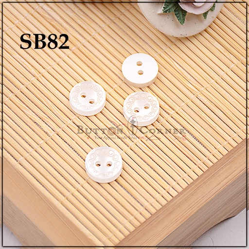 [SB82-WHITE] Plain 2 Hole Plastic Shirt Button