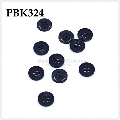 [PBK324-BLACK] Deep 4 Hole Plastic Shirt Button